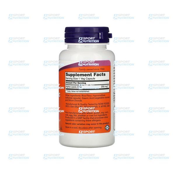 Альфа-липоевая кислота Now Foods Alpha Lipoic Acid 250 мг 60 капсул 821391 фото