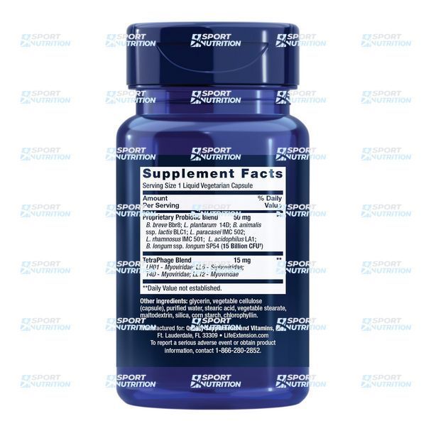 Поддержка здоровья кишечника Life Extension Florassist GI With Phage Technology 30 капсул 2023-10-3221 фото