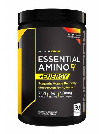 Амінокислота ЕАА з кофеїном Rule 1 Essential Amino 9 + Energy 345 г Peach Mango 816755 фото