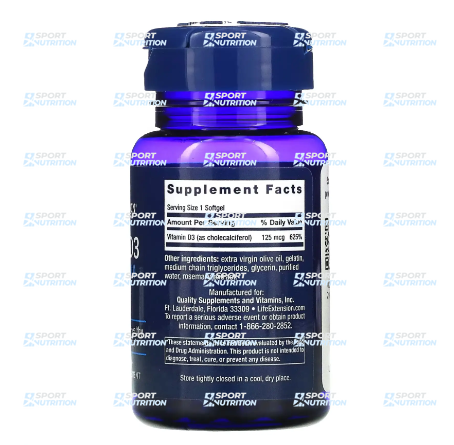 Life Extension Vitamin D3 125 мкг 60 капсул 2022-10-1906 фото