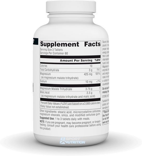 Магній малат Source Naturals Magnesium Malate 1250 мг 180 таблеток 2023-10-2678 фото