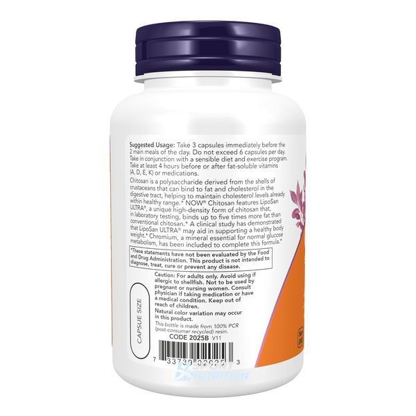 Хитозан для похудения Now Foods Chitosan 500 мг plus Chromium 120 капсул 814147 фото