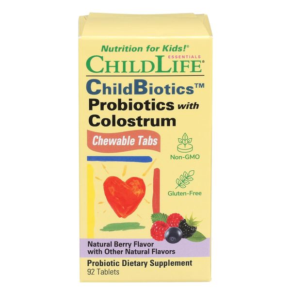 Колострум ChildLife Essentials ChildBiotics Probiotics with Colostrum 92 таблетки Natural Berry 2023-10-3471 фото