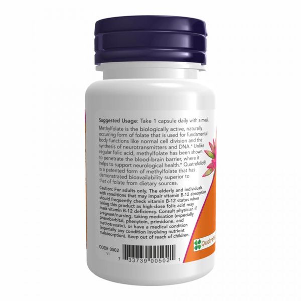 Метилфолат Now Foods Methyl Folate 5000 мкг 50 капсул 2022-10-1432 фото