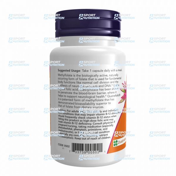 Метилфолат Now Foods Methyl Folate 5000 мкг 50 капсул 2022-10-1432 фото