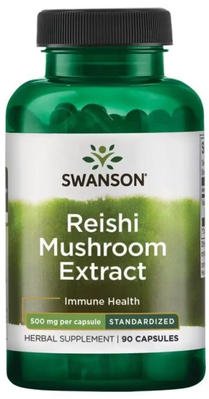 Swanson Reishi Mushroom Extract Standardized 500 мг 90 капсул 2023-10-2308 фото