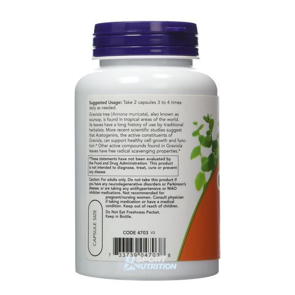 Гравіола Now Foods Graviola 500 мг 100 капсул 2022-10-0116 фото