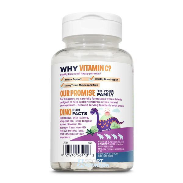 Вітаміни для дітей KAL Vitamin C-Rex Chewables 100 мг 100 жувальних таблеток Orange 2023-10-2159 фото