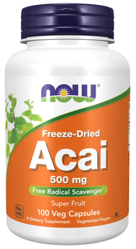 Ягоди асаї сублімовані Now Foods Acai 500 мг 100 капсул 2022-10-2629 фото