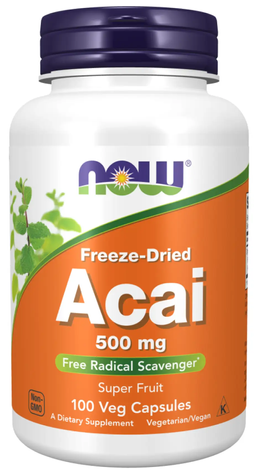 Ягоды асаи сублимированные Now Foods Acai 500 мг 100 капсул 2022-10-2629 фото