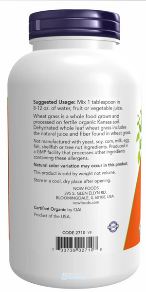 Пророщена пшениця Now Foods Wheat Grass Powder Organic 255 г 2022-10-2064 фото