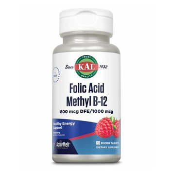 Фолиевая кислота и B-12 KAL Folic Acid Methyl B-12 800 мкг 60 таблеток 2022-10-1005 фото