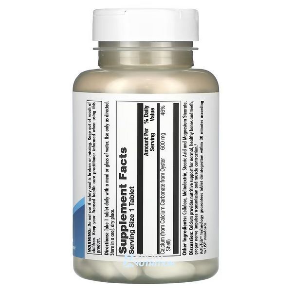 Кальцій KAL Calcium Oyster Shell 600 мг 100 таблеток 2023-10-3160 фото