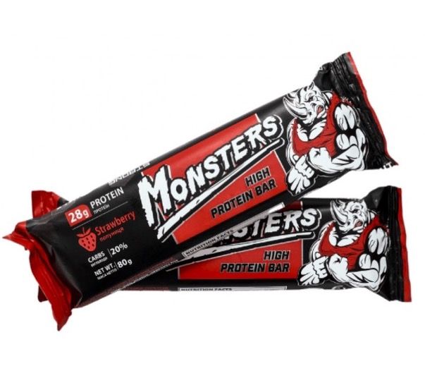 Протеїновий батончик Monsters Strong Max 80 г Strawberry 100-57-8124361-20 фото