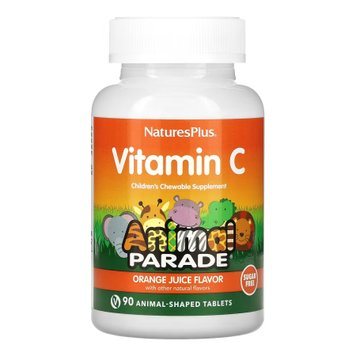 Вітамін С для дітей без цукру NaturesPlus Animal Parade Vitamin C Sugar Free 90 жувальних таблеток 2022-10-2844 фото