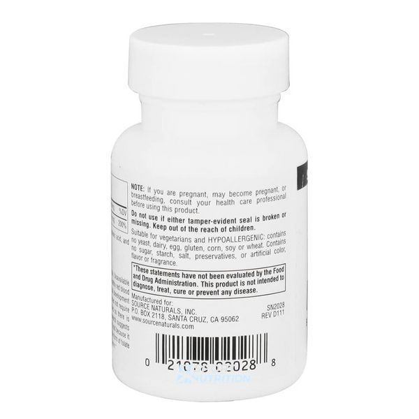 Фолінова кислота Source Naturals MegaFolinic 800 мкг 120 таблеток 2023-10-2700 фото
