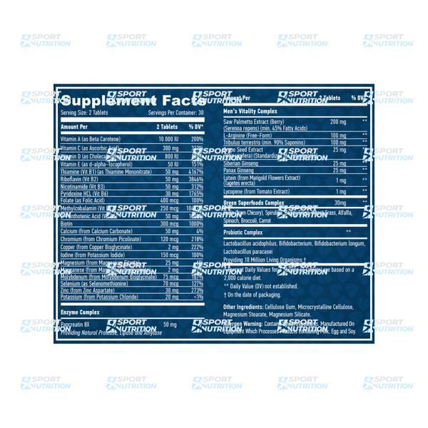 Мультивитамины для мужчин Haya Labs Food Based Men's Multi 60 таблеток 818782 фото