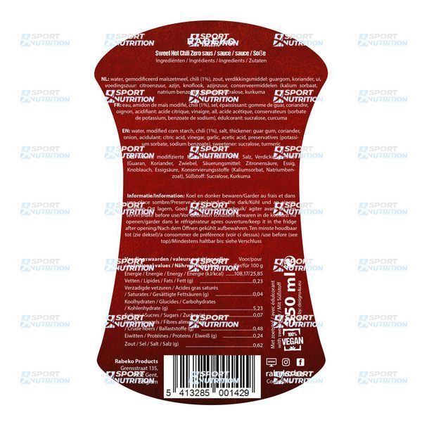 Соус низкокалорийный (0% жиров и сахара) Rabeko Products Sauce Zero 350 мл Sweet hot chili 821484 фото