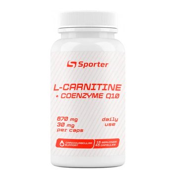 Жироспалювач Sporter L-Carnitine Coenzyme Q10 30 мг 45 капсул 817242 фото