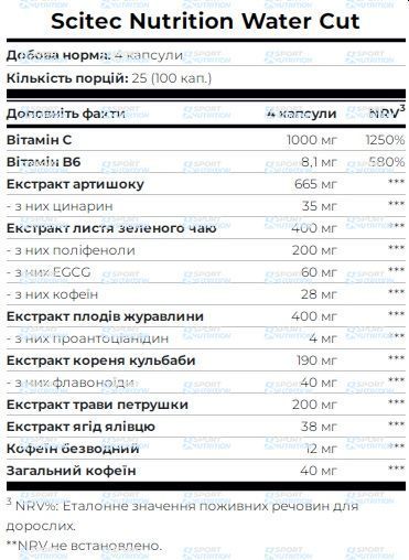 Жиросжигатель Scitec Nutrition Water Cut 100 капсул 728633108657 фото