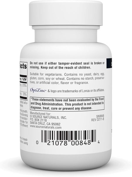 Source Naturals OptiZinc 30мг 120 таблеток 2023-10-2687 фото