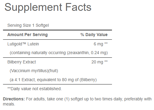 Лютеїн з зеаксантином Puritan's Pride Lutein 20 Mg With Zeaxanthin 60 капсул 2023-10-2474 фото