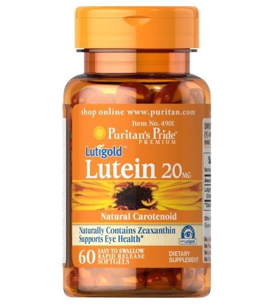 Лютеїн з зеаксантином Puritan's Pride Lutein 20 Mg With Zeaxanthin 60 капсул 2023-10-2474 фото