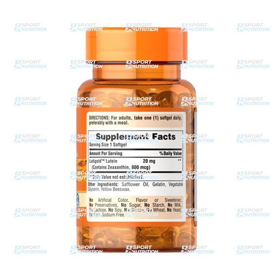 Лютеин с зеаксантином Puritan's Pride Lutein 20 Mg With Zeaxanthin 60 капсул 2023-10-2474 фото