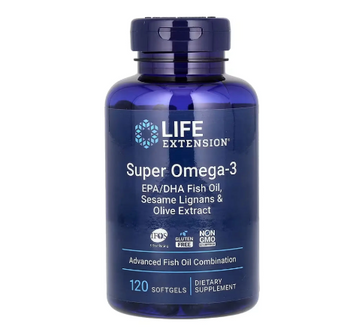 Life Extension Super Omega-3 EPA/DHA Fish Oil Sesame Lignans & Olive Extract 2000 мг (700 мг EPA/500 мг DHA) 120 капсул 2022-10-1936 фото