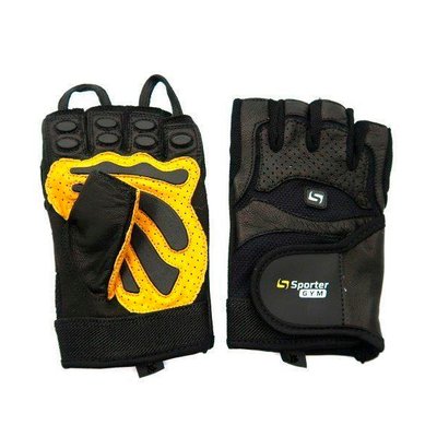Перчатки для фитнеса Sporter Deadlift 558 M Black/Yellow 816611 фото