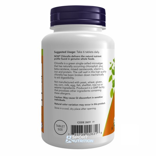 Хлорела Now Foods Organic Chlorella 500 мг 200 таблеток 2022-10-0078 фото