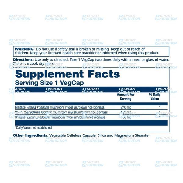 Грибной комплекс для иммунитета Solaray Fermented Mushroom Immune Complex 600 мг 100 капсул 2023-10-2127 фото