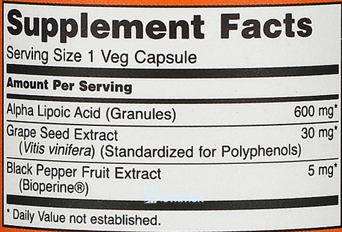 Альфа-ліпоєва кислота Now Foods Alpha Lipoic Acid 600 мг 60 капсул 816657 фото
