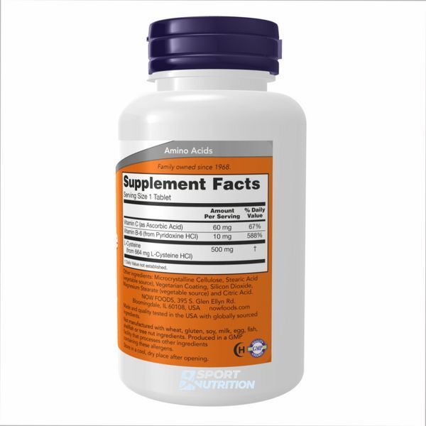 NOW Foods L-Cysteine 500 мг 100 таблеток 2022-10-0649 фото