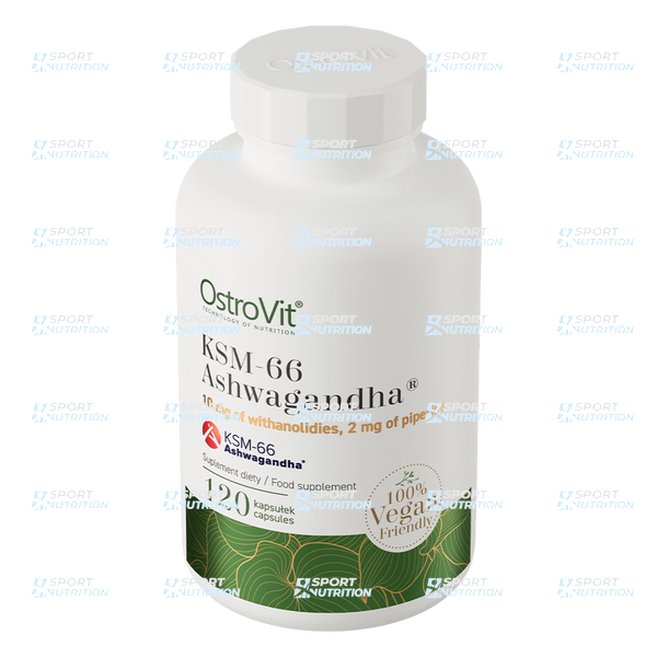 Ашваганда + черный перец OstroVit KSM-66 Ashwagandha 120 капсул 821977 фото