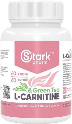 Жироспалювач Stark Pharm L-Carnitine + Green Tea Extract 600 мг 60 капсул 100-76-5267680-20 фото