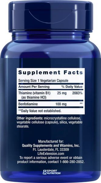 Life Extension Benfotiamine with Thiamine 100 мг 120 капсул 2022-10-1882 фото