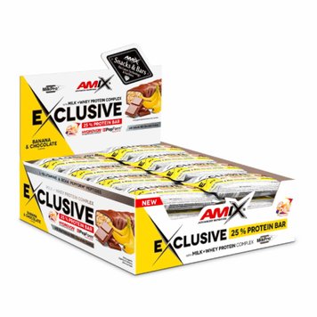 Протеїновий батончик Amix Exclusive 12 шт x 85 г Banana Chocolate 2022-09-1050 фото