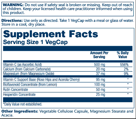 Solaray Vitamin C with Bioflavonoid Concentrate 500 мг 100 капсул 2022-10-1024 фото