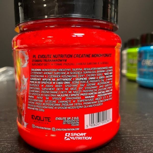 Креатин моногідрат Evolite Nutrition Creatine Monohydrate 500 г Strawberry 22159-03 фото