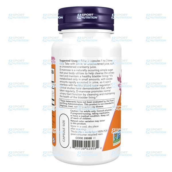 Д-манноза Now Foods D-Mannose 500 мг 240 капсул 2022-10-2603 фото