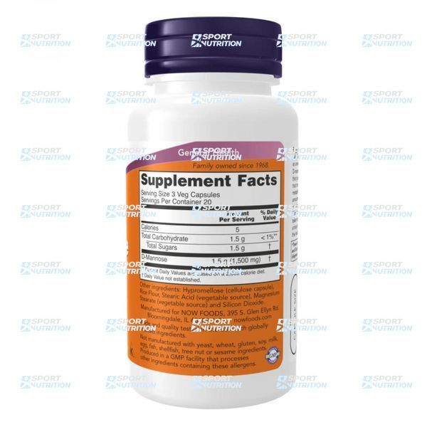 Д-манноза Now Foods D-Mannose 500 мг 240 капсул 2022-10-2603 фото