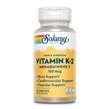 Вітамін К2 Менахінон-7 Solaray Vitamin K-2 MK-7 150 мкг 30 капсул 2023-10-3434 фото
