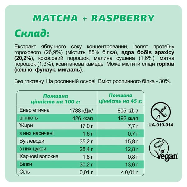 Протеиновые батончики FIZI Special Box 10 шт x 45 г Matcha + Raspberry 2022-10-0937 фото