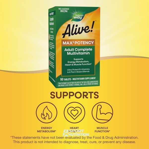 Мультивітаміни Nature's Way Alive! Max3 Potency No-Iron 90 таблеток 2022-10-1047 фото