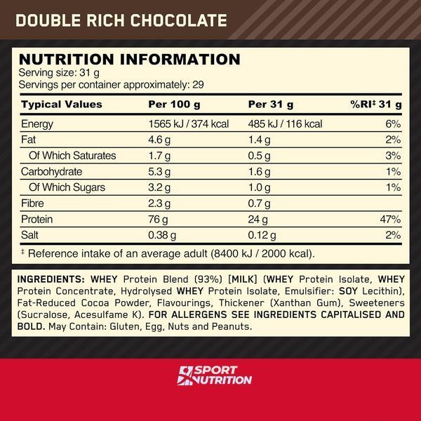 Протеїн Optimum Nutrition Gold Standard 100% Whey 899 г Double Rich Chocolate 2022-09-0447 фото