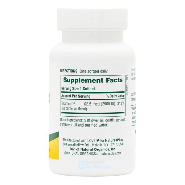 Вітамін D3 Nature's Plus Vitamin D3 2500 IU 90 капсул 2023-10-3224 фото