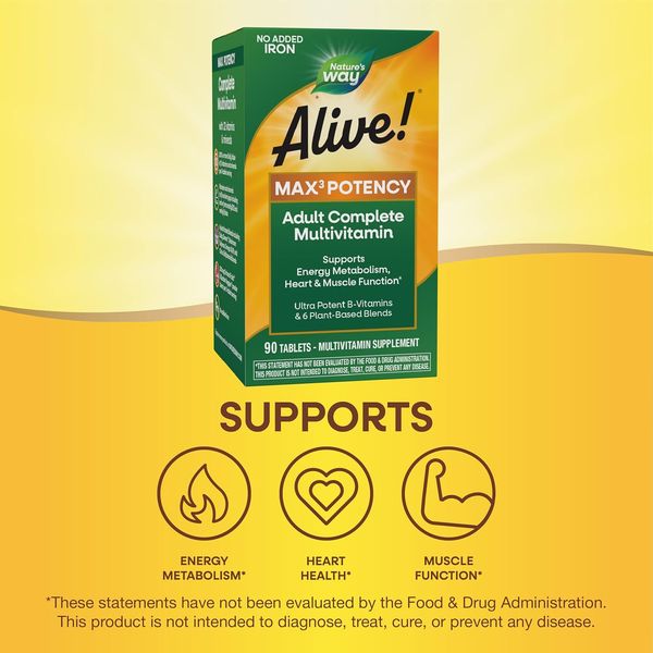 Мультивитамины Nature's Way Alive! Max3 Potency No-Iron 90 таблеток 2022-10-1047 фото