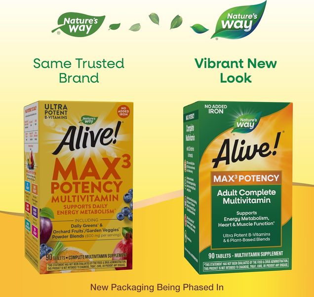 Мультивитамины Nature's Way Alive! Max3 Potency No-Iron 90 таблеток 2022-10-1047 фото