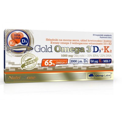 Olimp Sport Nutrition Gold Omega 3 D3 + K2 1000 мг (33 мг EPA/22 мг DHA) 30 капсул 106730 фото